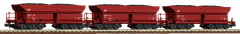 Roco 24040 N Set mit 3 Selbstentladewagen Faals 6-achsig der DB braun