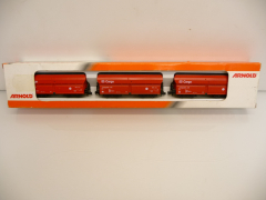 Arnold 0336 N 3-teiliges Set Selbstentladewagen der DB Cargo Ep. V rot