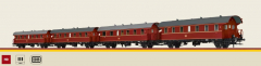 Brawa 46786 H0 4er Set Personenwagen Donnerbüchsen rot DB Epoche III - mit LED