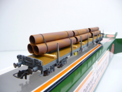 HAG H0 354 Flachwagen der SBB Gasröhren 3-tlg 390 1 047-0 Rs mit AC Radsätzen