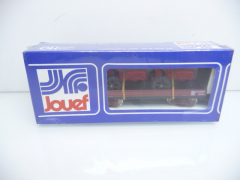 Jouef 6520 H0 Güterwagen beladen mit 2 Traktoren rot-braun