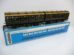 Märklin 4207 H0 Doppel - Abteilwagen 1557 + 1558 KPEV Ep. I grün wie ladenneu