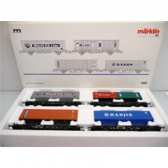 Märklin 4515 H0 Wagenset Containertransport mit 4 x 40 Fuß Containern wie NEU !!