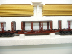 Märklin 4516 H0 Holztransport Wagen Set mit 3 Rungenwagen Snps 719 der DB Echtholz