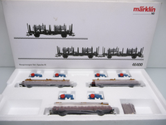 Märklin 46400 H0 Rungenwagen-Set DB 3-teilig beladen mit 6 LANZ Traktor Modellen