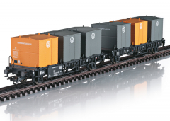 Märklin 46663 H0 2-teiliger Behälter-Transport-Wagen Laabs mit Volkswagen Transport-Boxen