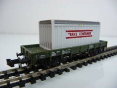 Minitrix N 13590 Niederbordwagen 327 3 377-6 mit Container TRANS CONTAINER