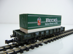 Minitrix N 51 3172 00 Niederbordwagen 472000 mit BECKS Container