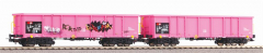 58393 2er Set Offene Güterwagen Eaos rosa der SBB Epoche VI mit Graffiti - Piko H0