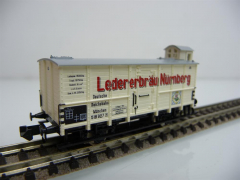 Minitrix N 15217 Wärmeschutzwagen / Bierwagen mit Brhs Ledererbräu Nürnberg