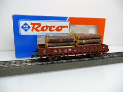 Roco 46031.A H0 Offener Güterwagen mit Holz beladen der DB 323 0 274-5 braun