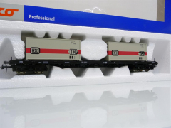 Roco 47689 H0 Containertragwagen DB bel mit 2 * 20 ft DB / TFG Container wie ladenneu !!