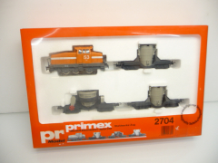 Primex 2704 H0 Zugpackung 4-tlg Stahlwerk Roheisenwagen mit Industrie-Diesellok DHG 500
