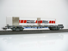 Märklin 4668 H0 Containerwagen SBB mit 2 * 20 ft Containern Möbel Meubles Pfister wie ladenneu !!