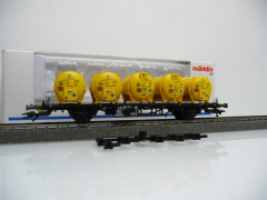 Märklin 48531 H0 Tragwagen mit 5 Container der DB Witco Chemie schwarz-gelb WIE NEU !!