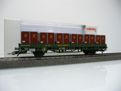 Märklin 48579 PMS 60-08 H0 Container / Behältertragwagen Postmuseumswagen 2004 rot