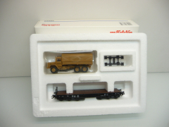 Märklin 48665 H0 Schwerlastwagen mit Zivilschutz-Fahrzeug der DB wie ladenneu in OVP !!