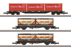 Märklin 82663 Z 4-teiliges Containertragwagen-Set Bertschi AG + Hamburg Süd