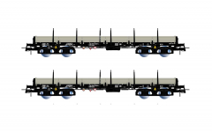 HR6477 2-teilges Flachwagen Set beladen mit Röhren Thyssen Ep. IV Remms - Rivarossi H0